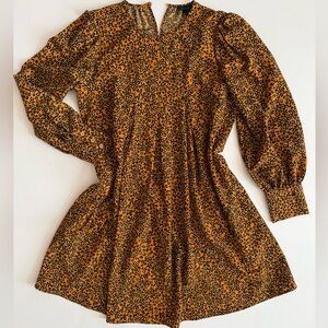 Who What Wear Leopard Print Long Sleeve Dress